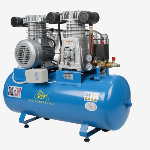 Compresseur d'air 200 L - 380 V - 5,5 HP - Entraînement par courroie - Puissant et fiable