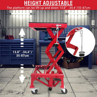 Table Élévatrice Hydraulique Moto – Capacité 500 LBS, Cric à Pédale avec Roues pour Moto/ATV